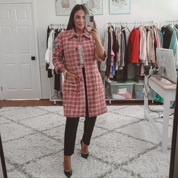 Anne Klein pink tweed coat - Picture 1 of 4